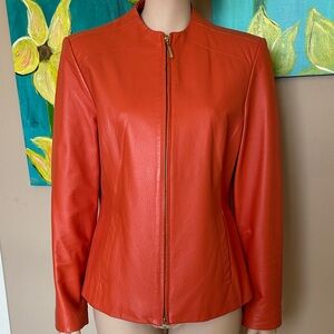 Women's Orange Leather Jacket